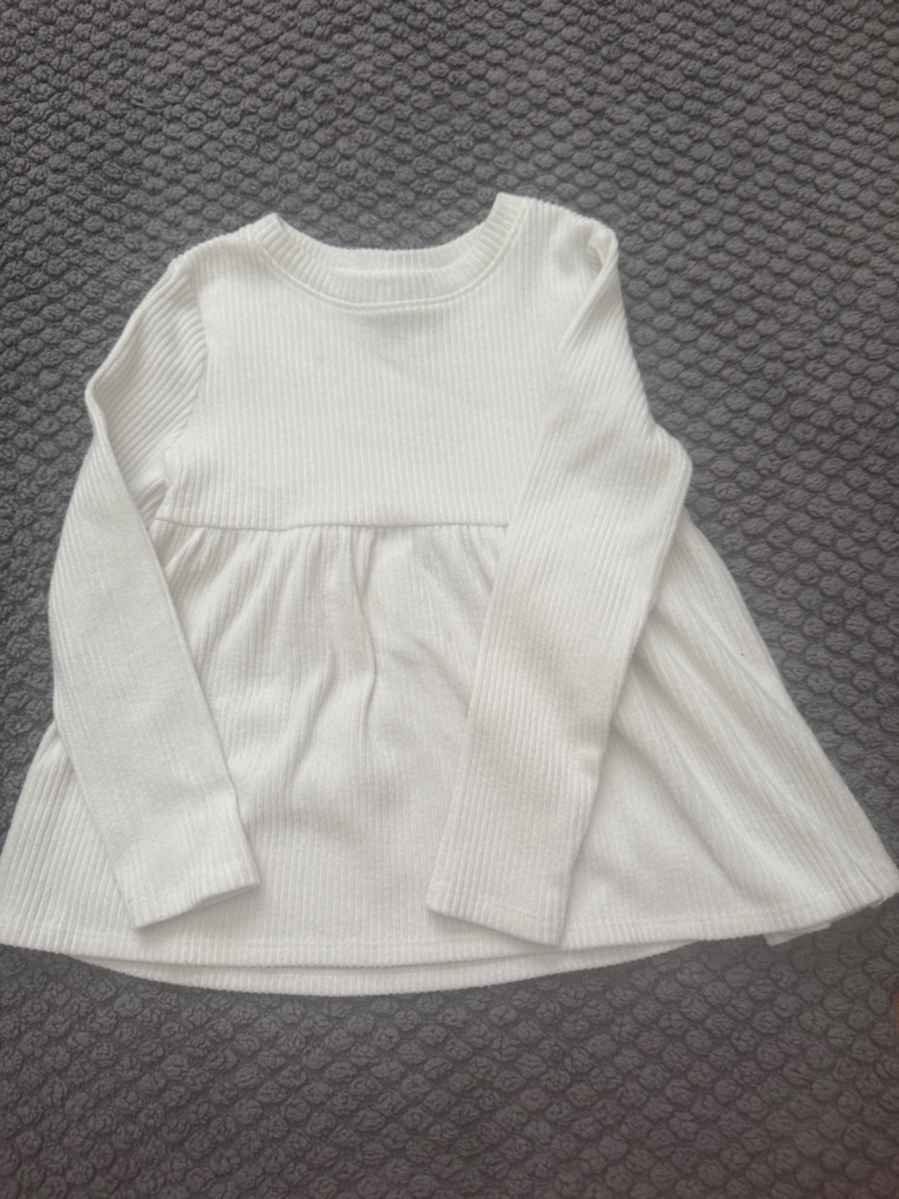 Cat & Jack White Long-Sleeve Peplum Knit Top